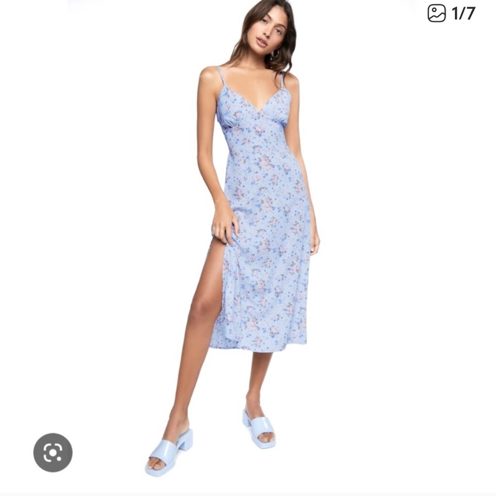 Floral Blue Midi Dress